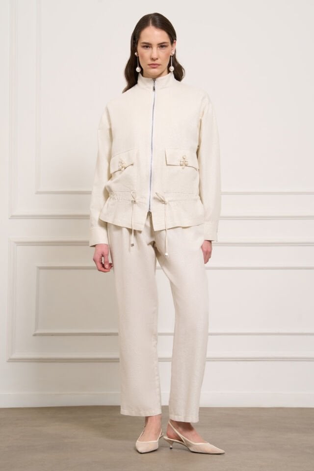 Mascara Simli Bej Denim Ceket