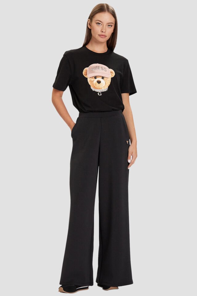 Guess Teddy Kadın Siyah Aktif Regular Fit Tişört