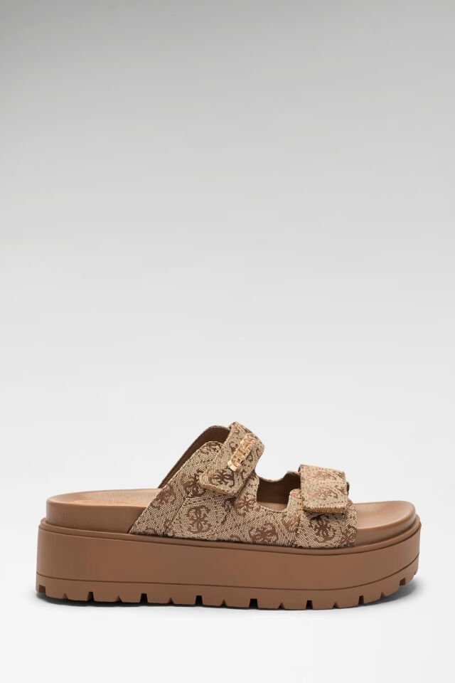 Guess Faxon Logo Sandals Terlik Bej