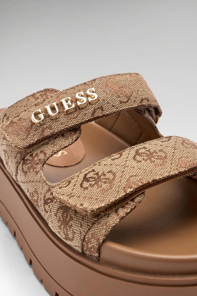 Guess Faxon Logo Sandals Terlik Bej