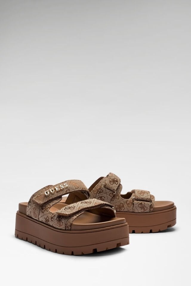 Guess Faxon Logo Sandals Terlik Bej