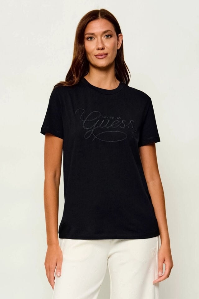 Guess Syrma Kadın Aktif Regular Fit T-Shirt Siyah