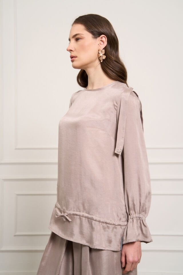 Mascara Büzgü Detay Toprak Tunik
