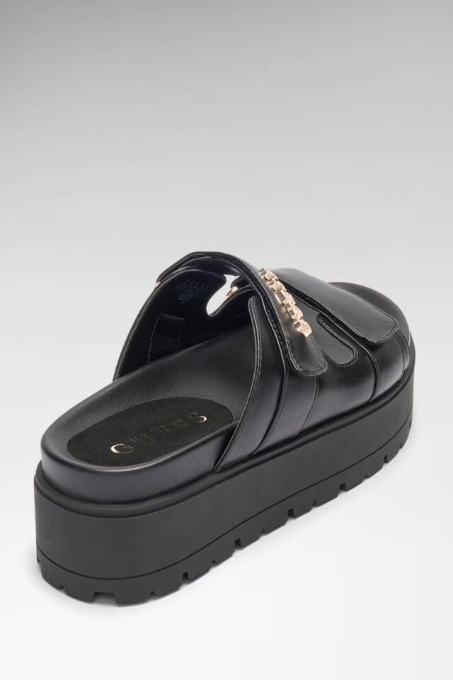 Guess Faxon Logo Sandaletler Siyah