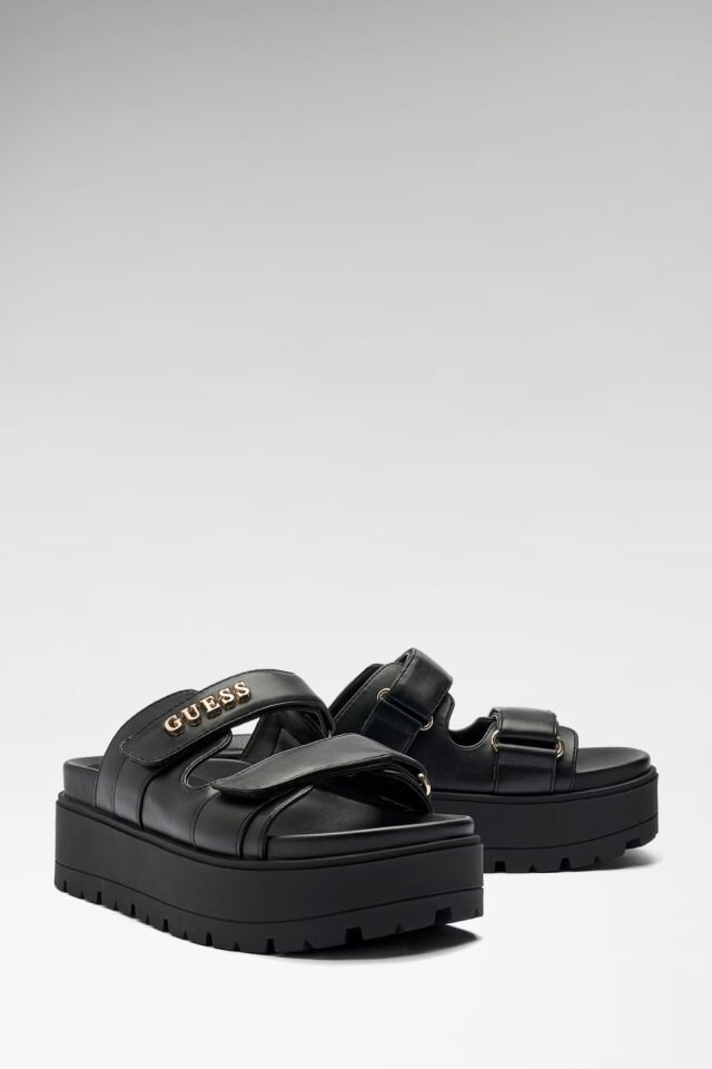 Guess Faxon Logo Sandaletler Siyah