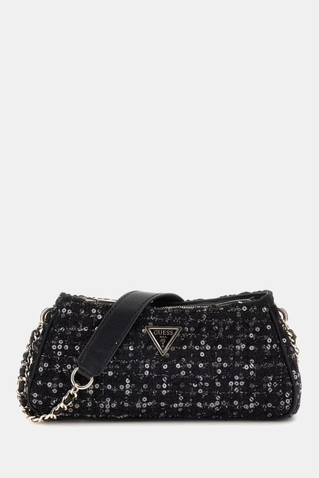 Guess Giully Payetli Tüvit Çapraz Çanta Siyah