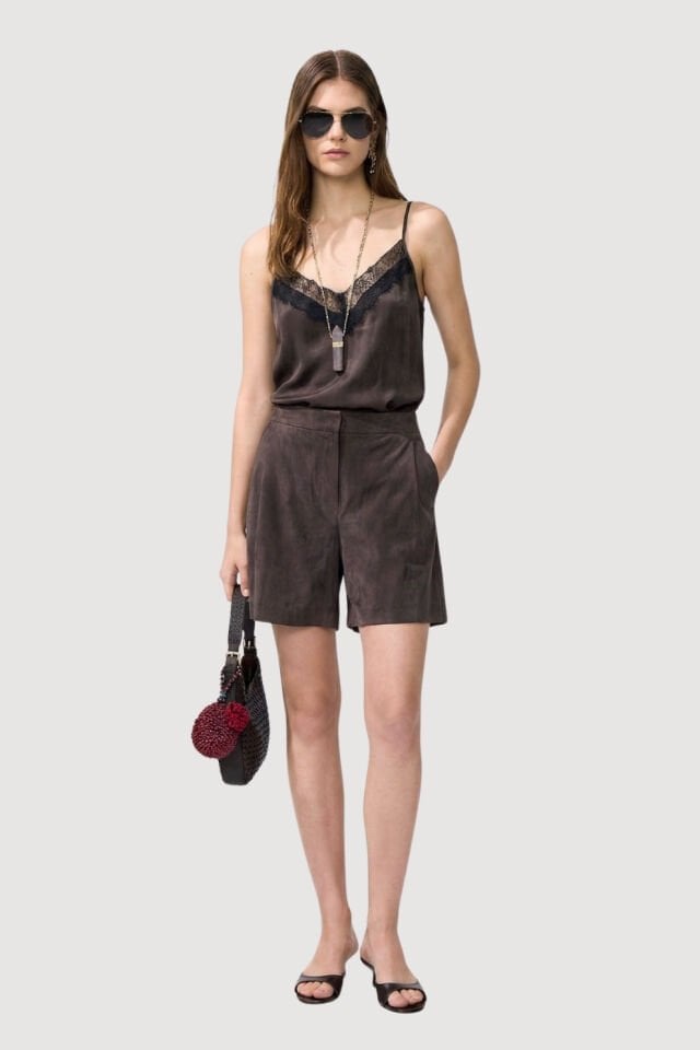 Roman Pilili Şort Kahve