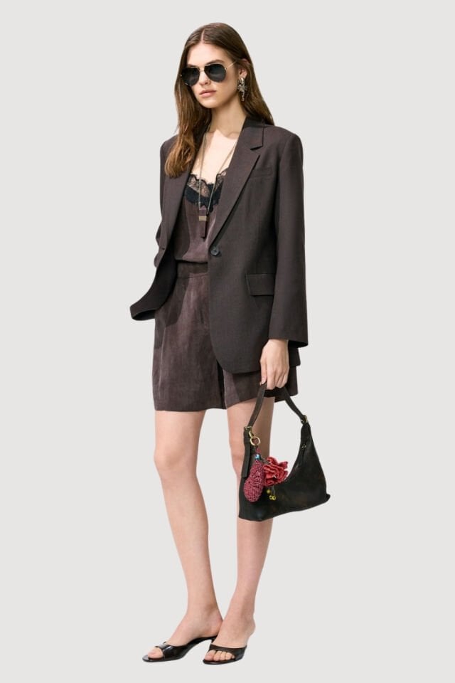 Roman Pilili Şort Kahve