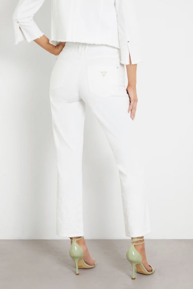 Guess 1981 Straight Ankle Jean Beyaz