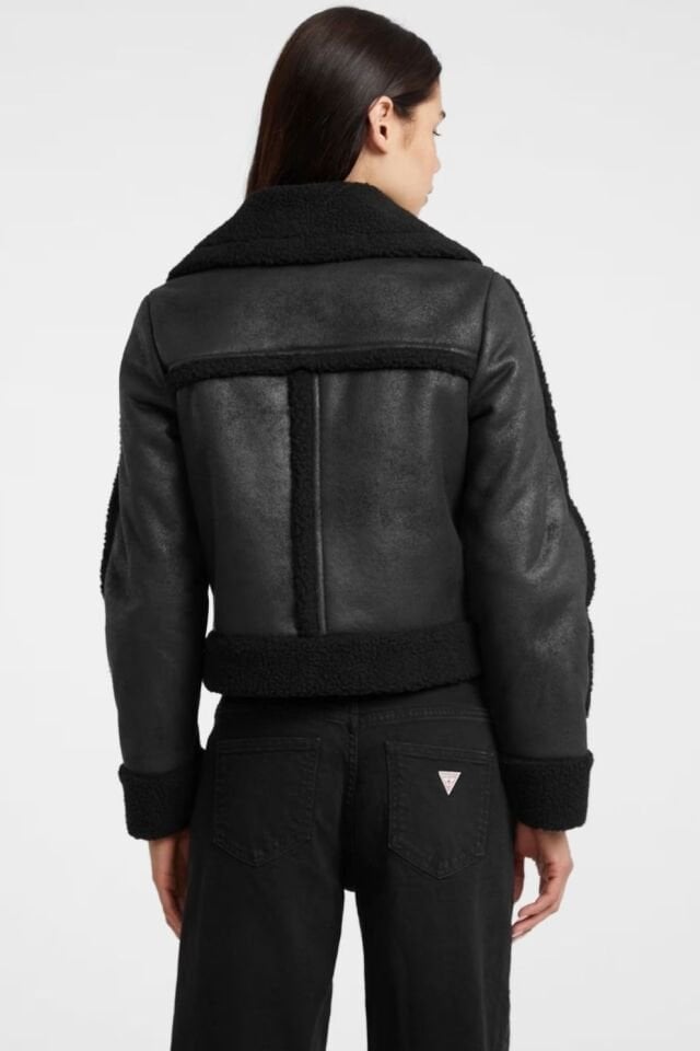 Guess Yapay Koyun Postu Ceket Siyah