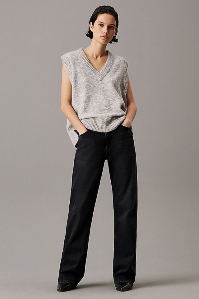 Calvin Klein Kadın Textured Süveter Gri