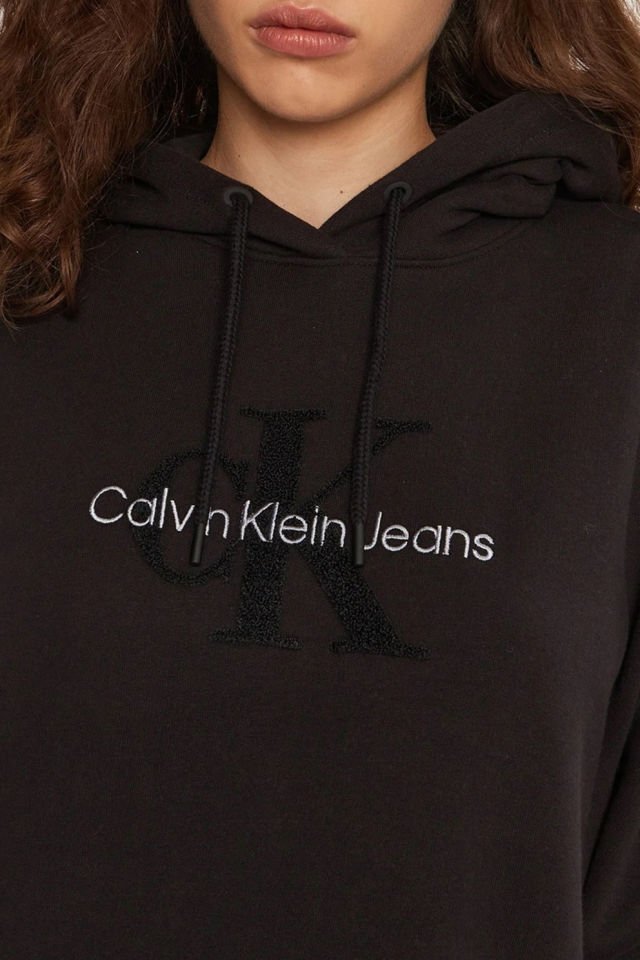 Calvin Klein Pamuklu Kapüşonlu Spor Mini Bayan Elbise Siyah