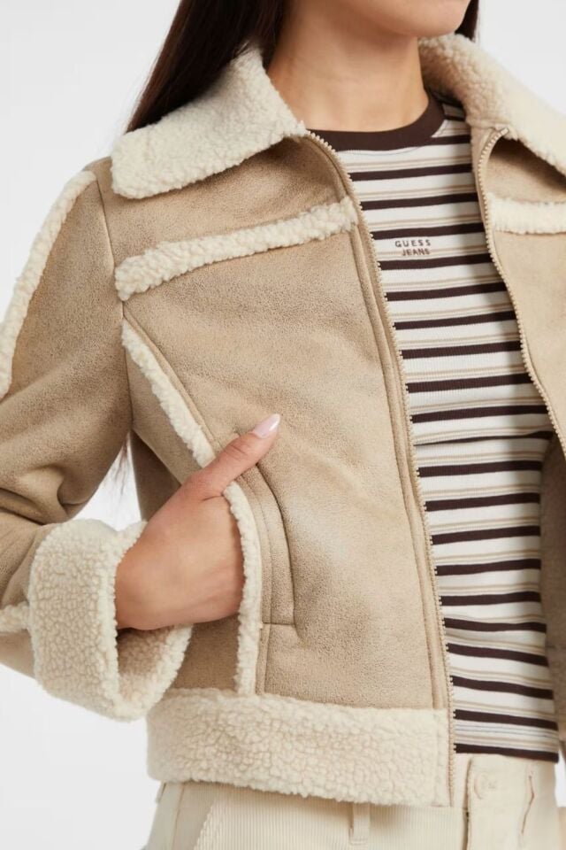 Guess Yapay Koyun Postu Ceket Bej