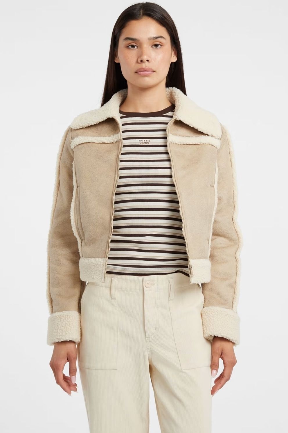 Guess Yapay Koyun Postu Ceket Bej