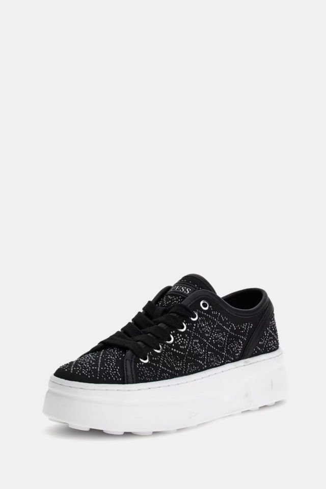 Guess Queeny Taşlı 4G Logolu Sneaker Siyah