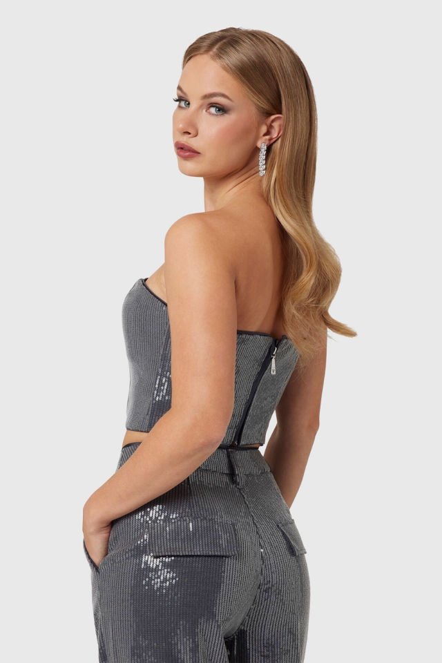 Guess Cassıe Payetli Büstiyer Gümüş