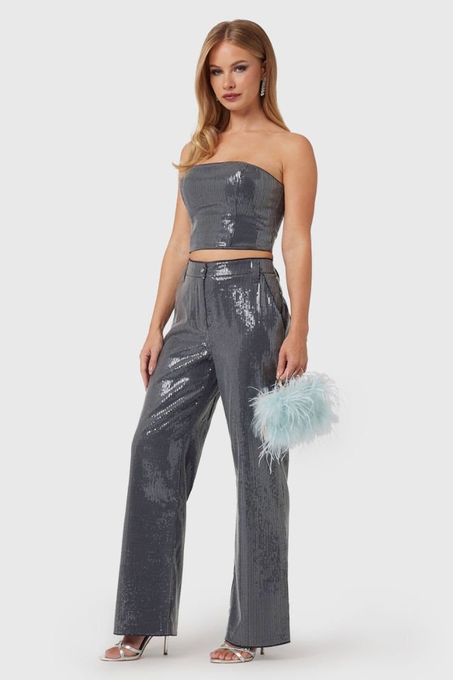 Guess Cassıe Payetli Büstiyer Gümüş