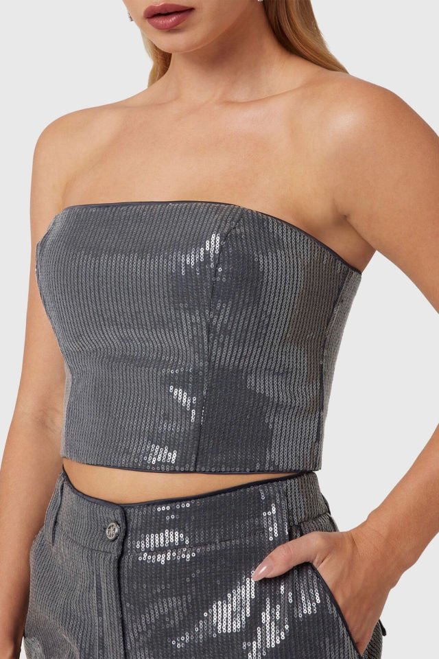 Guess Cassıe Payetli Büstiyer Gümüş