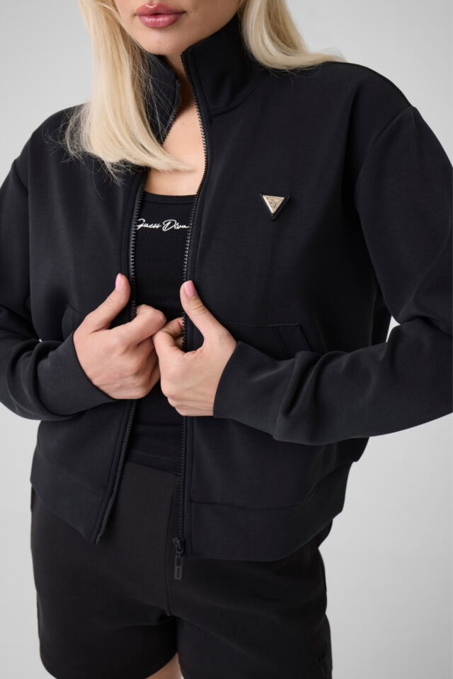 Guess Yüksek Yakalı Sweatshirt Siyah
