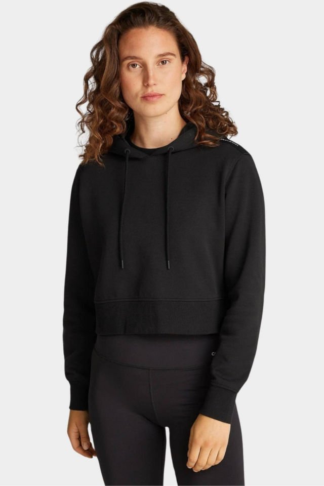 Calvin Klein Jeans Logolu Elastik Kapüşonlu Sweatshirt Siyah