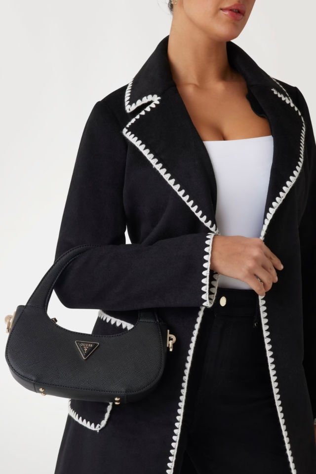 Guess Eco Jazlynn Saffiano Hobo Çanta Siyah