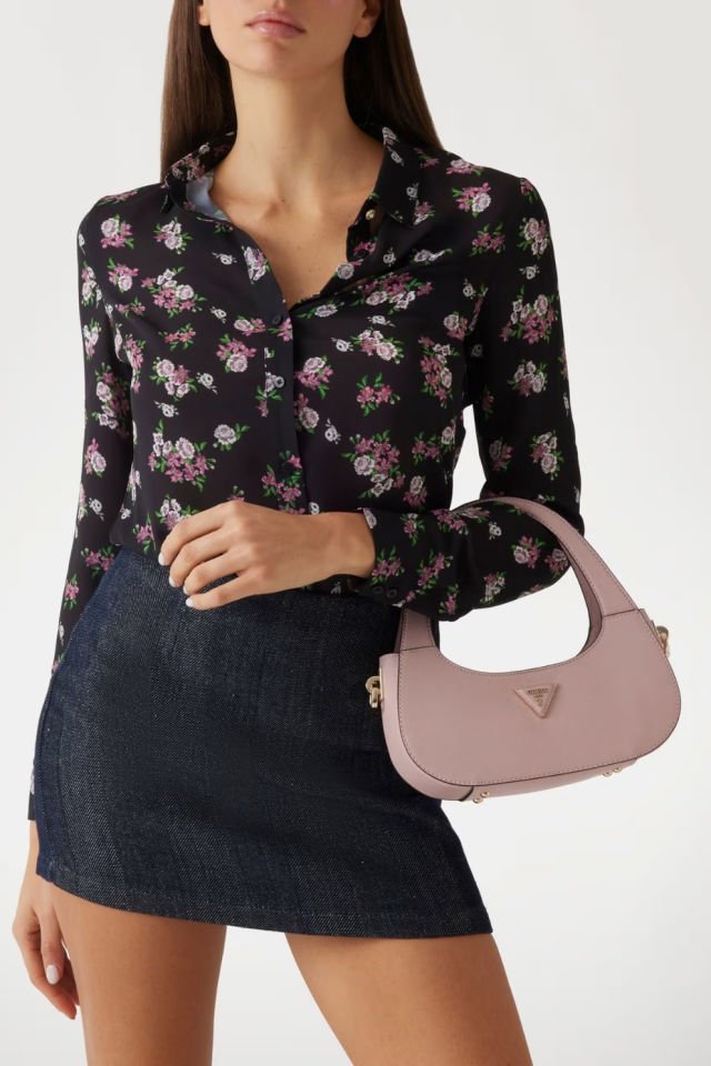 Guess Eco Jazlynn Saffiano Hobo Çanta Pembe