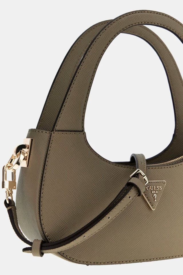 Guess Eco Jazlynn Saffiano Hobo Çanta Açık Kahverengi