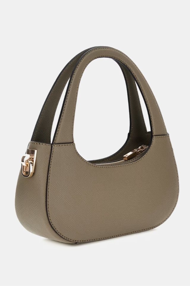 Guess Eco Jazlynn Saffiano Hobo Çanta Açık Kahverengi