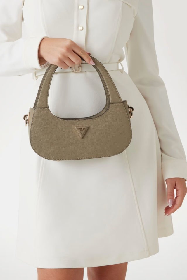 Guess Eco Jazlynn Saffiano Hobo Çanta Açık Kahverengi