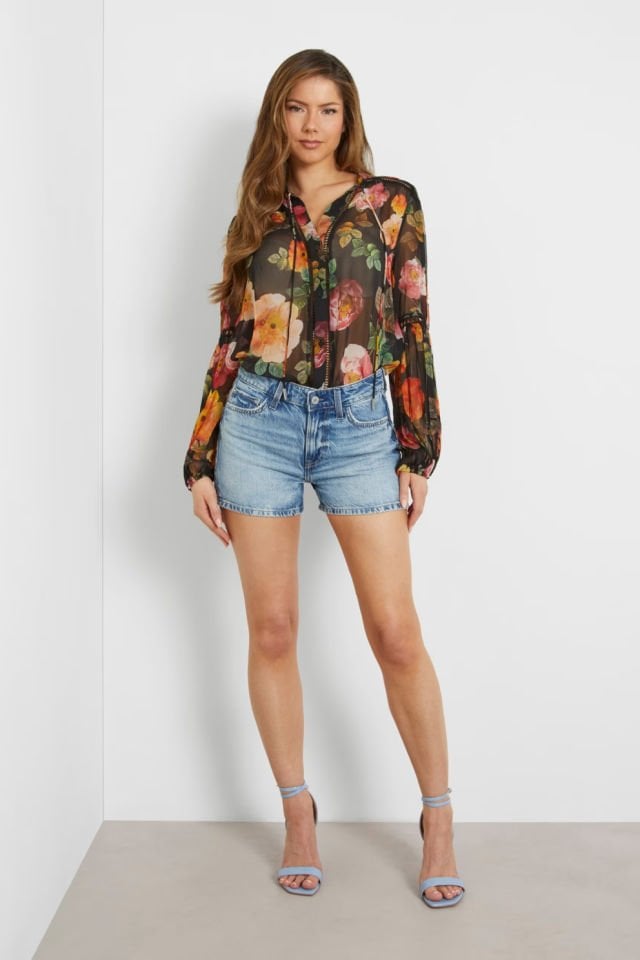 Guess Normal Bel Jean Şort Mavi