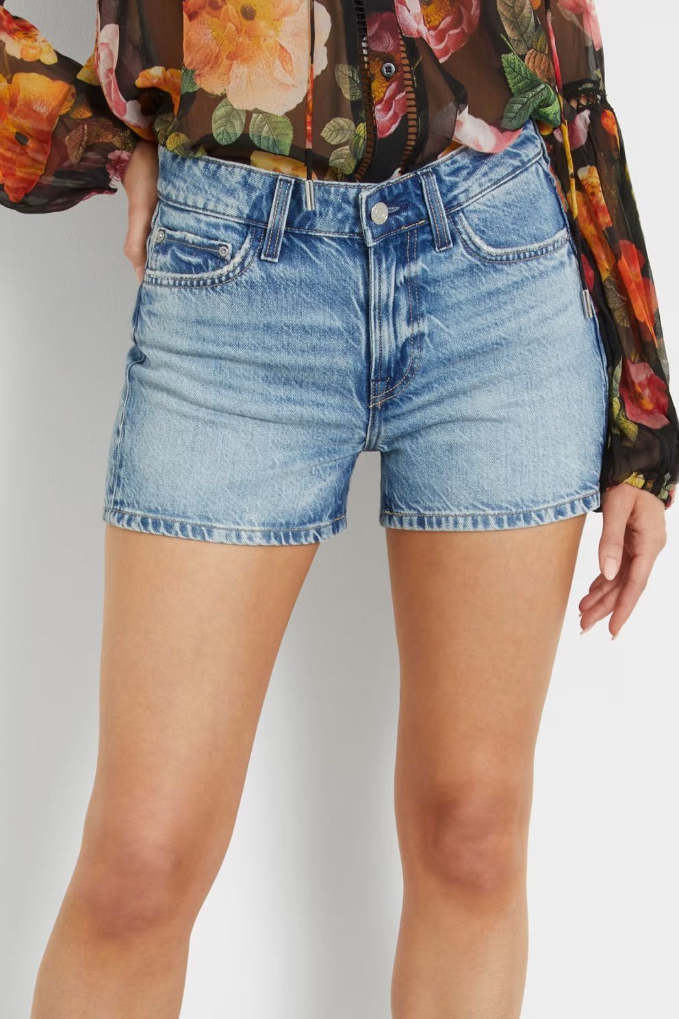 Guess Normal Bel Jean Şort Mavi