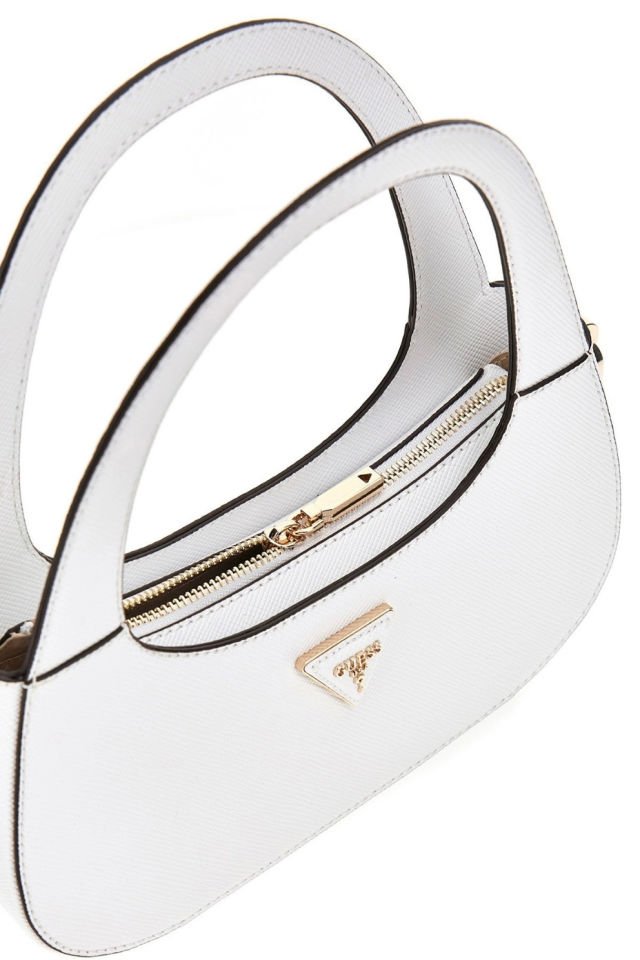 Guess Eco Jazlynn Saffiano Hobo Çanta Açık Beyaz