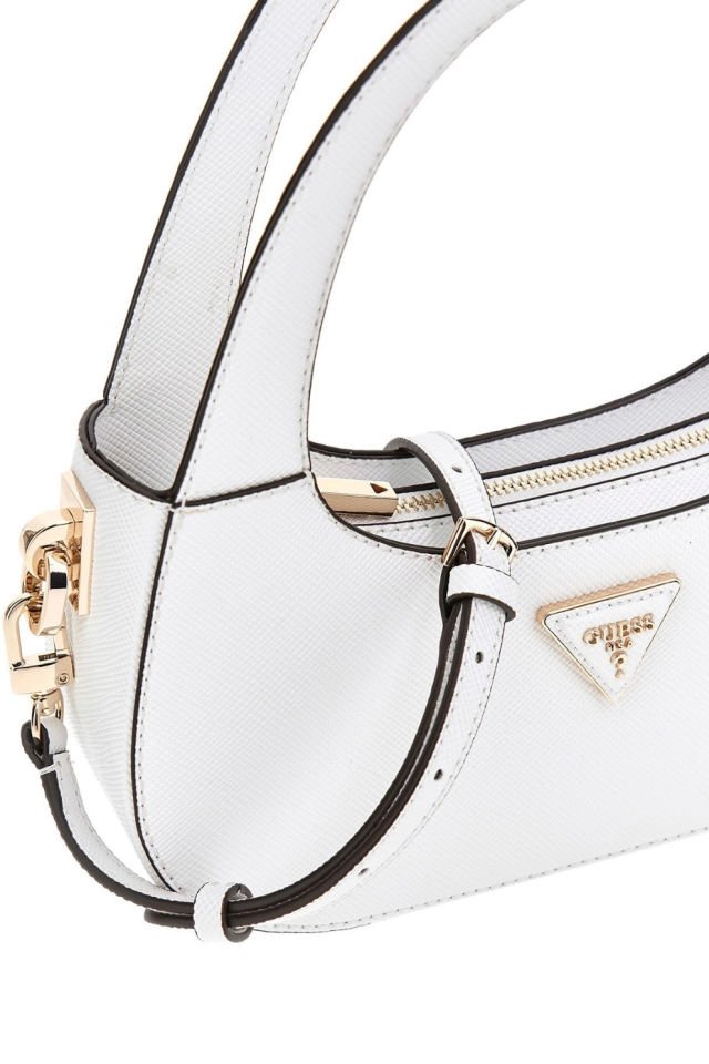 Guess Eco Jazlynn Saffiano Hobo Çanta Açık Beyaz