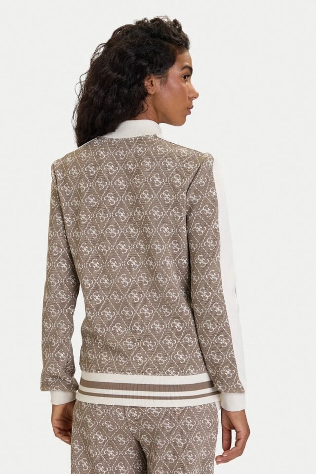 Guess 4G Tam Fermuarlı Sweatshirt Kahverengi