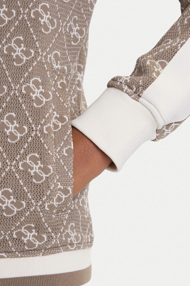 Guess 4G Tam Fermuarlı Sweatshirt Kahverengi