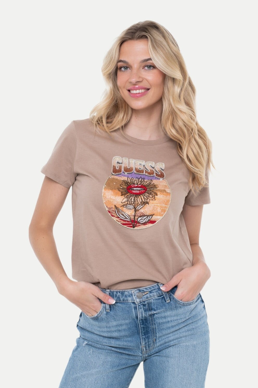 Guess Çöl Çiçeği Logolu Tişört