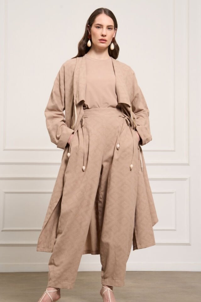 Bağcıklı Toprak Renk Şalvar Pantolon