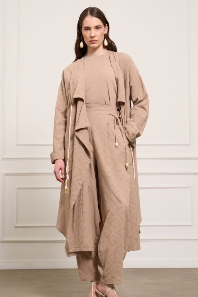 Bağcıklı Toprak Renk Şalvar Pantolon