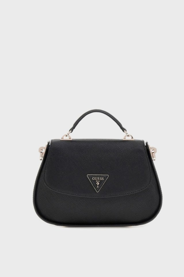 Guess Eco Jazlynn Logolu Çıkarılabilir Askılı  Bayan Çanta Siyah