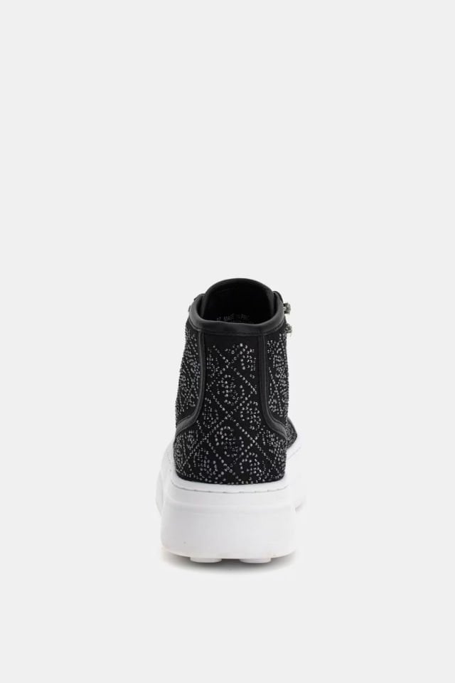 Guess Queenly Taşlı 4G Logolu Yüksek Sneaker Siyah