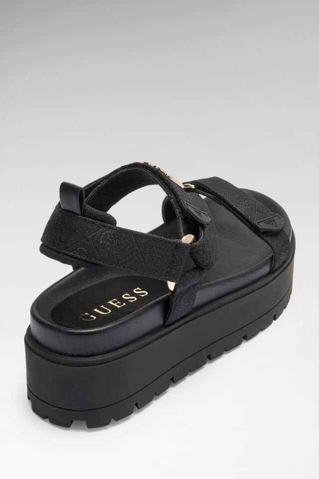 Guess  Fetta Logo Sandaletler Siyah