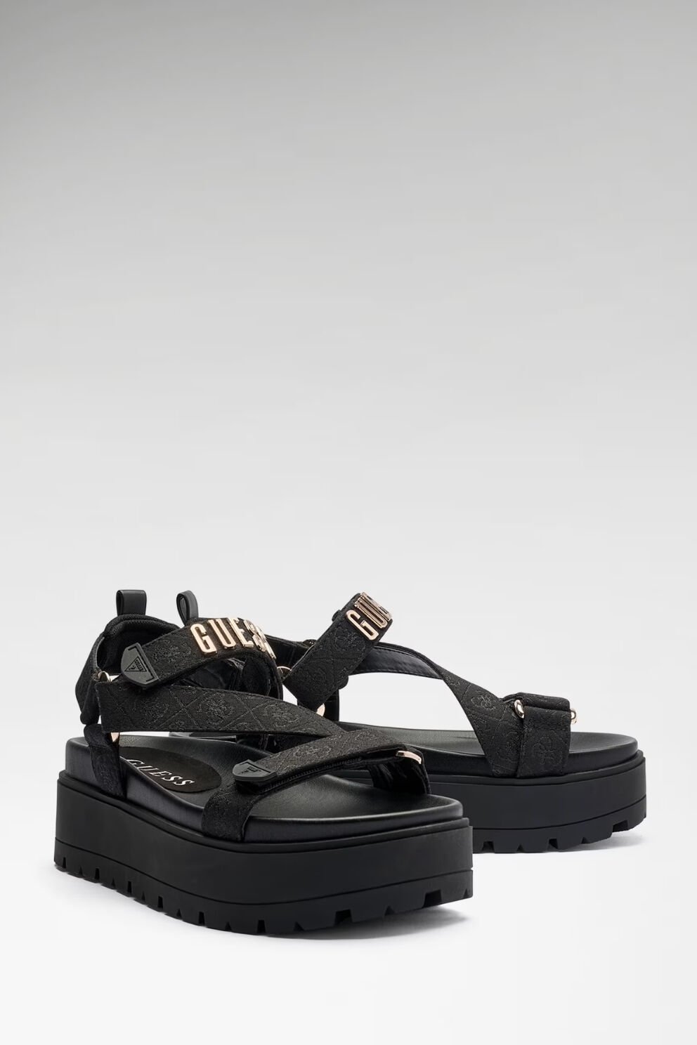 Guess  Fetta Logo Sandaletler Siyah