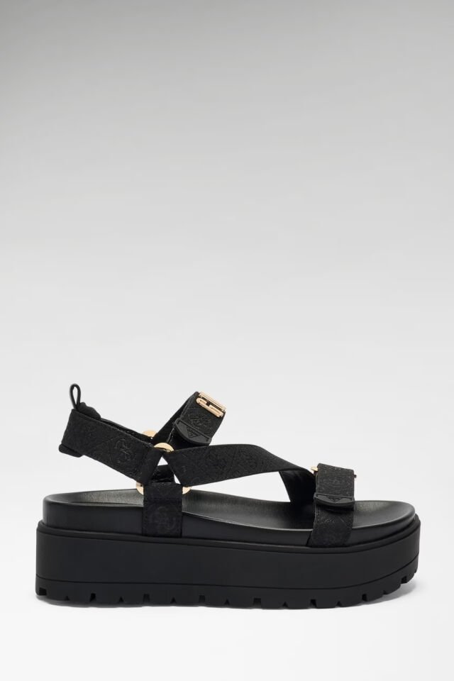 Guess  Fetta Logo Sandaletler Siyah
