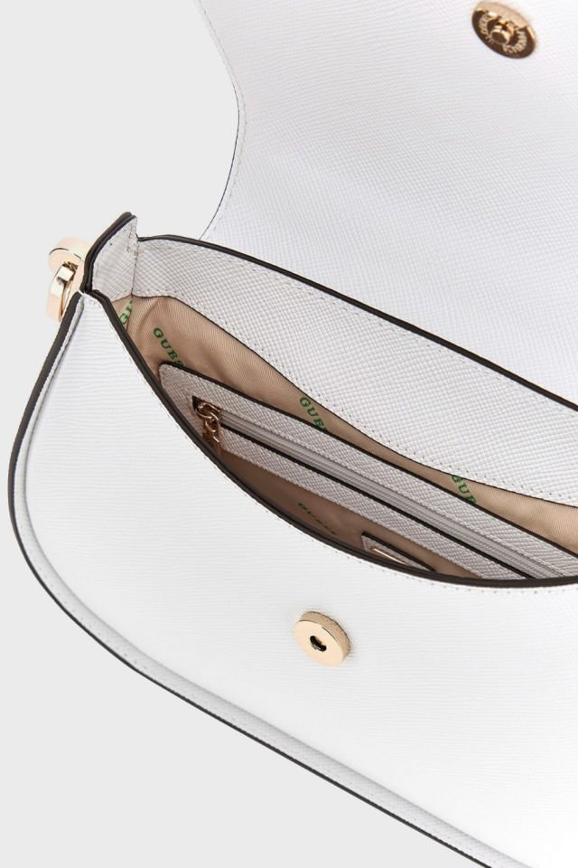 Guess Eco Jazlynn Logolu Çıkarılabilir Askılı  Bayan Çanta Beyaz