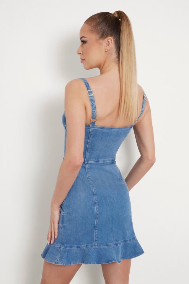 Guess Büstiyer Jean Mini Elbise Mavi