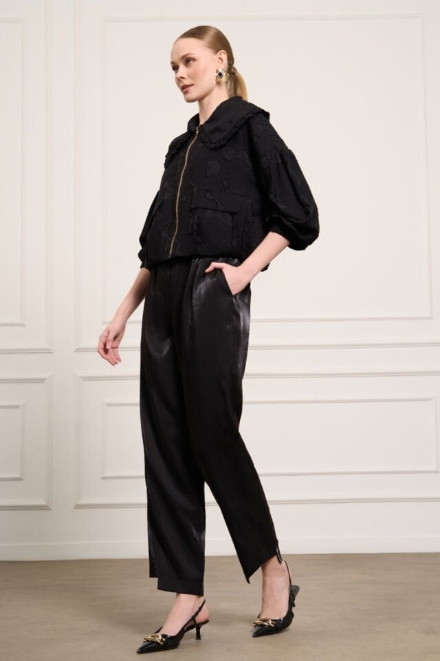 Mascara Paça Detay Siyah Pantolon