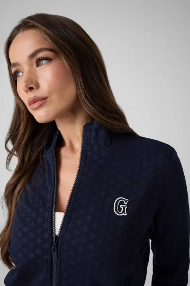 Guess Viskon Karışımlı Sweatshirt Koyu Mavi