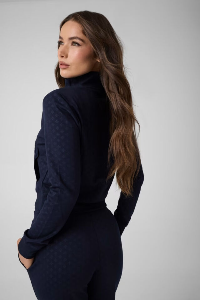 Guess Viskon Karışımlı Sweatshirt Koyu Mavi