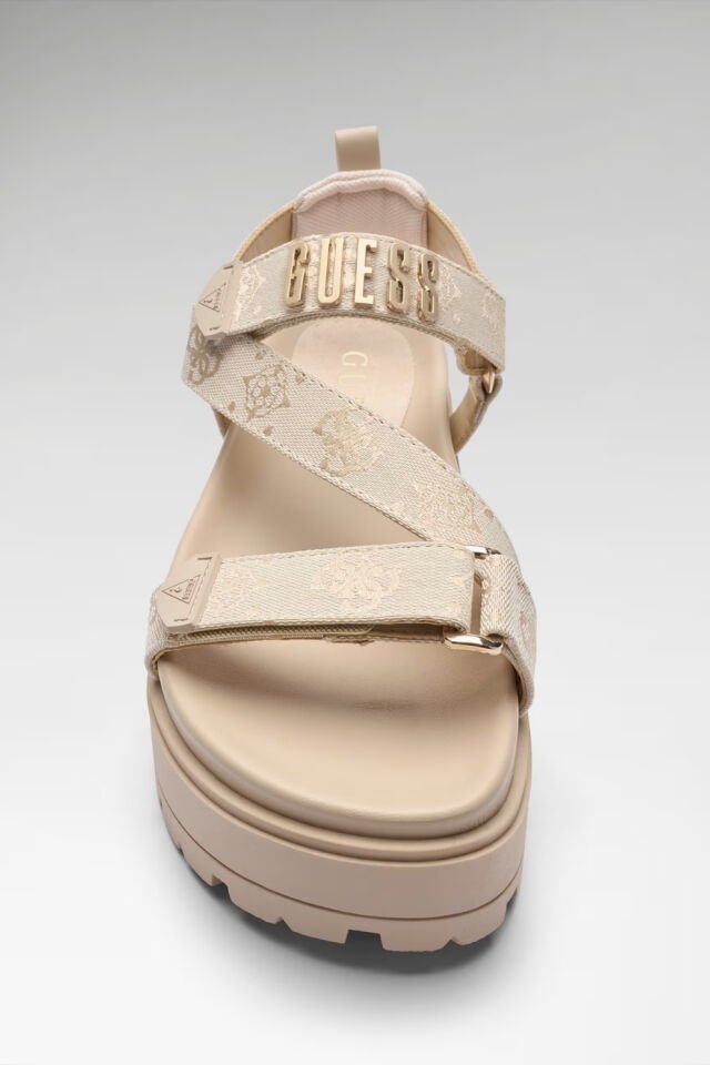 Guess  Fetta Logo Sandaletler Krem