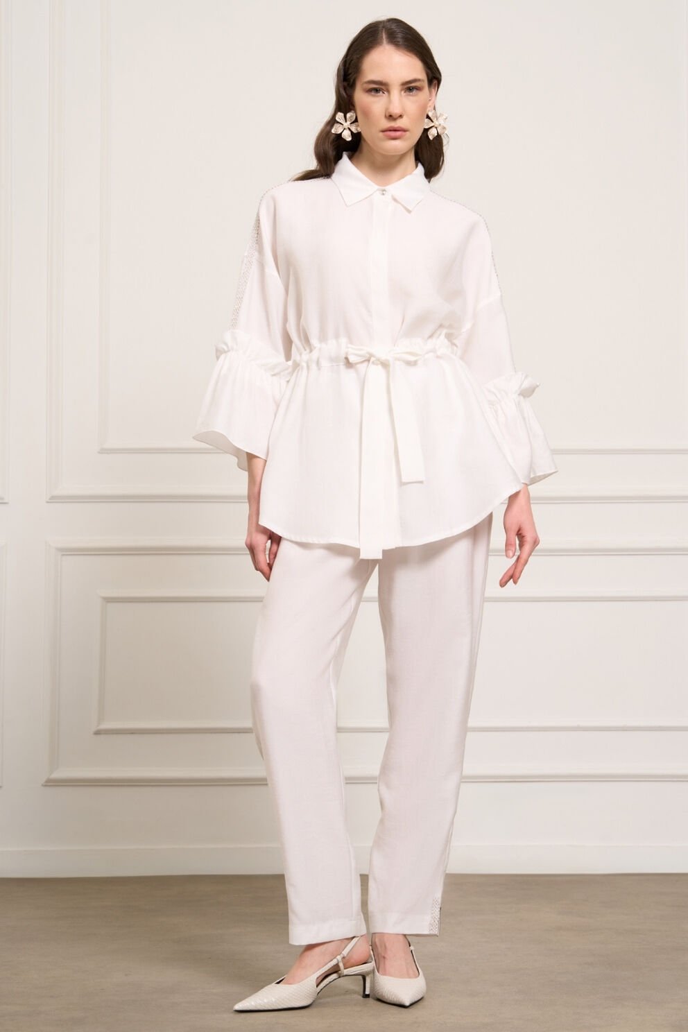 Mascara Taş Şeritli Bej Pantolon